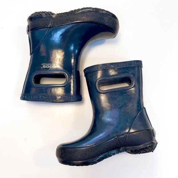 Bogs Skipper Glossy Blue Rain Boots, Size 6 - Picture 2 of 7